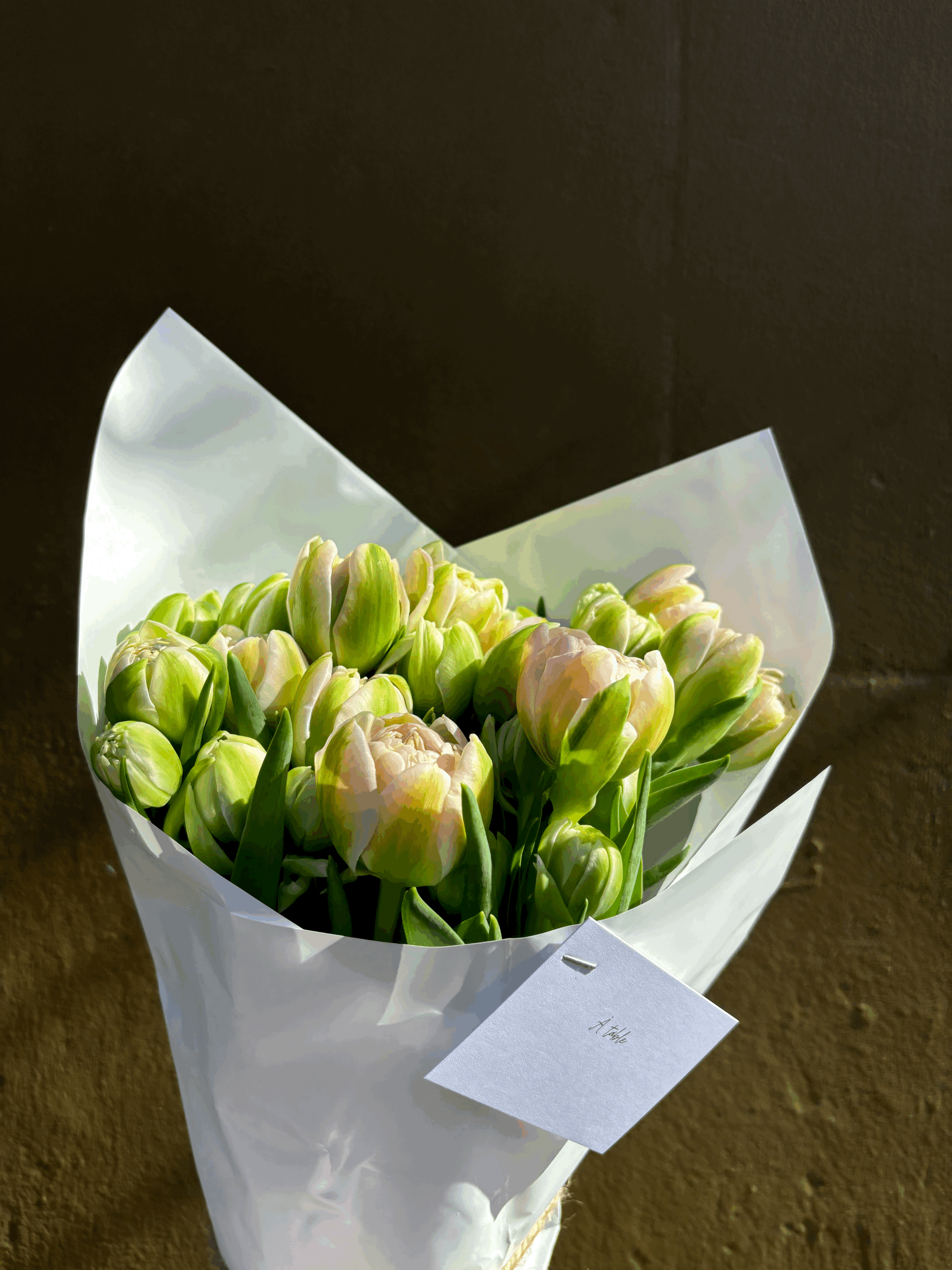 Double Tulip Large Bunch - pale pink