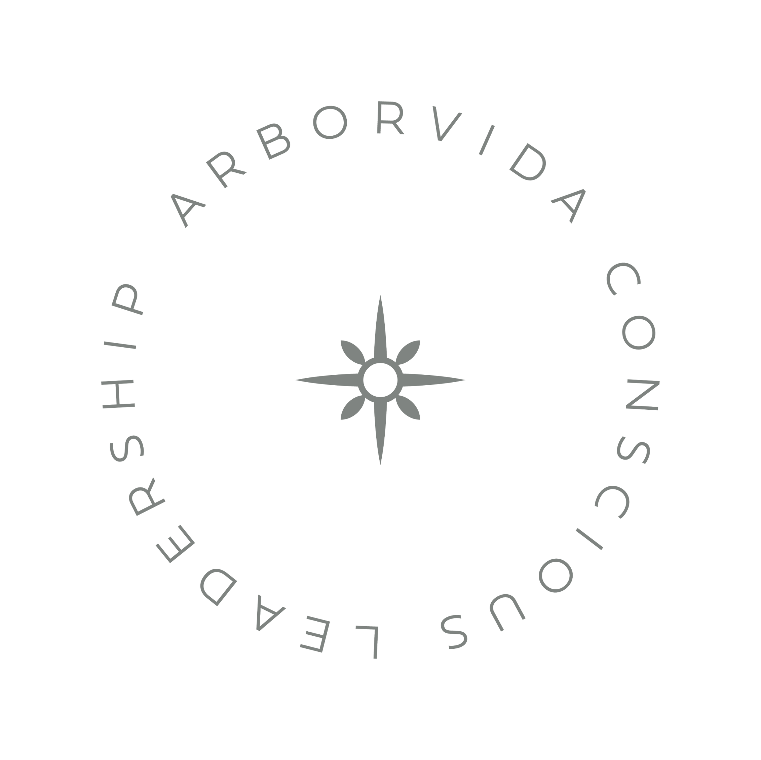 A black background with a circular gray logo featuring a compass-like design in the center. Surrounding the compass are the words 'ARVBORVIDA CON SESUS HEIRSH' in uppercase gray letters.