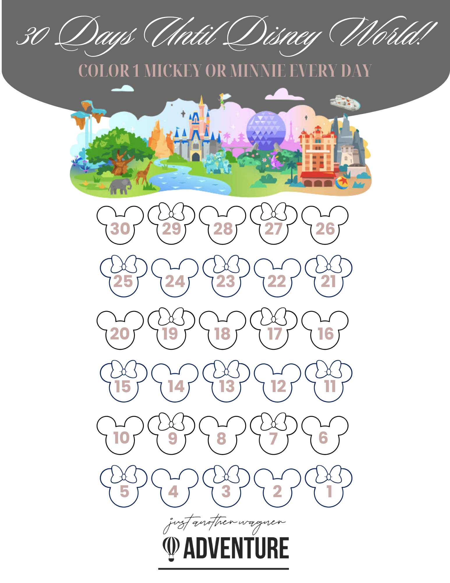 Printable Disney World 30-Day Countdown