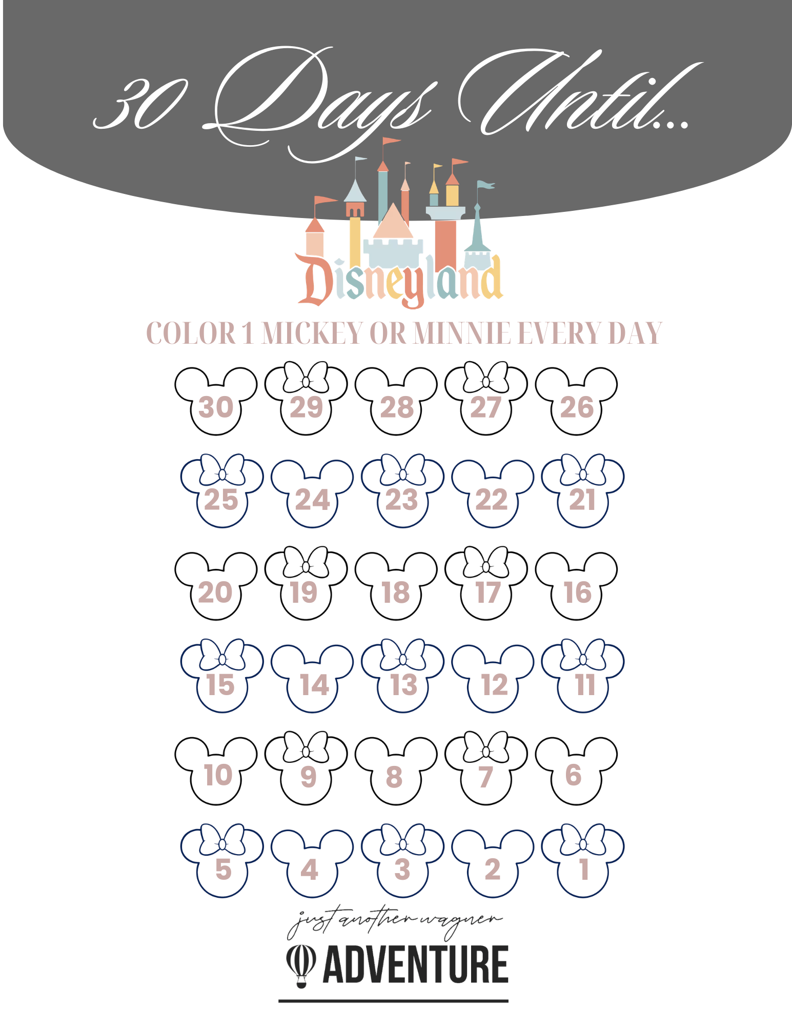 Printable Disneyland 30-Day Countdown