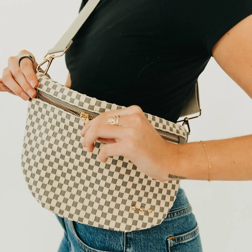 Westlyn Woven Bum Bag - Grey Checkered