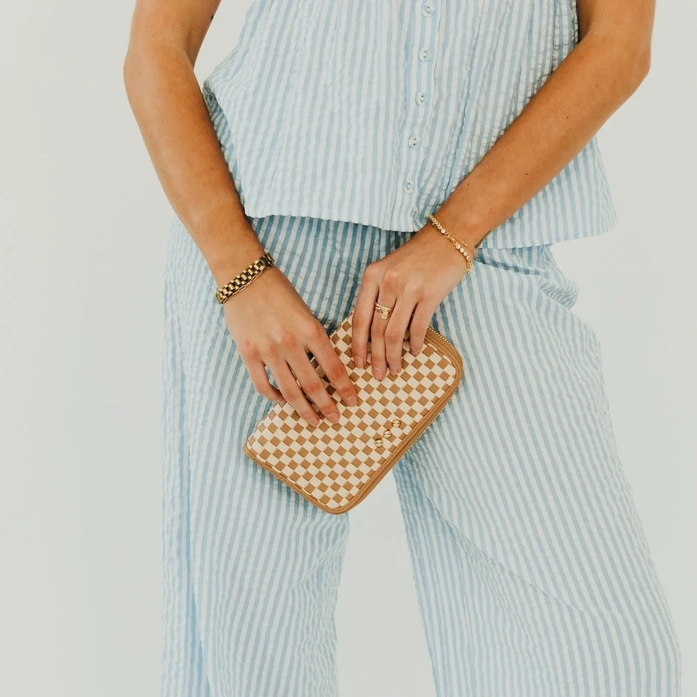 Lenni Large Zip Wallet - Tan Check