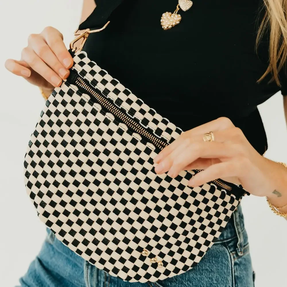 Westlyn Woven Bum Bag - Black Checkered