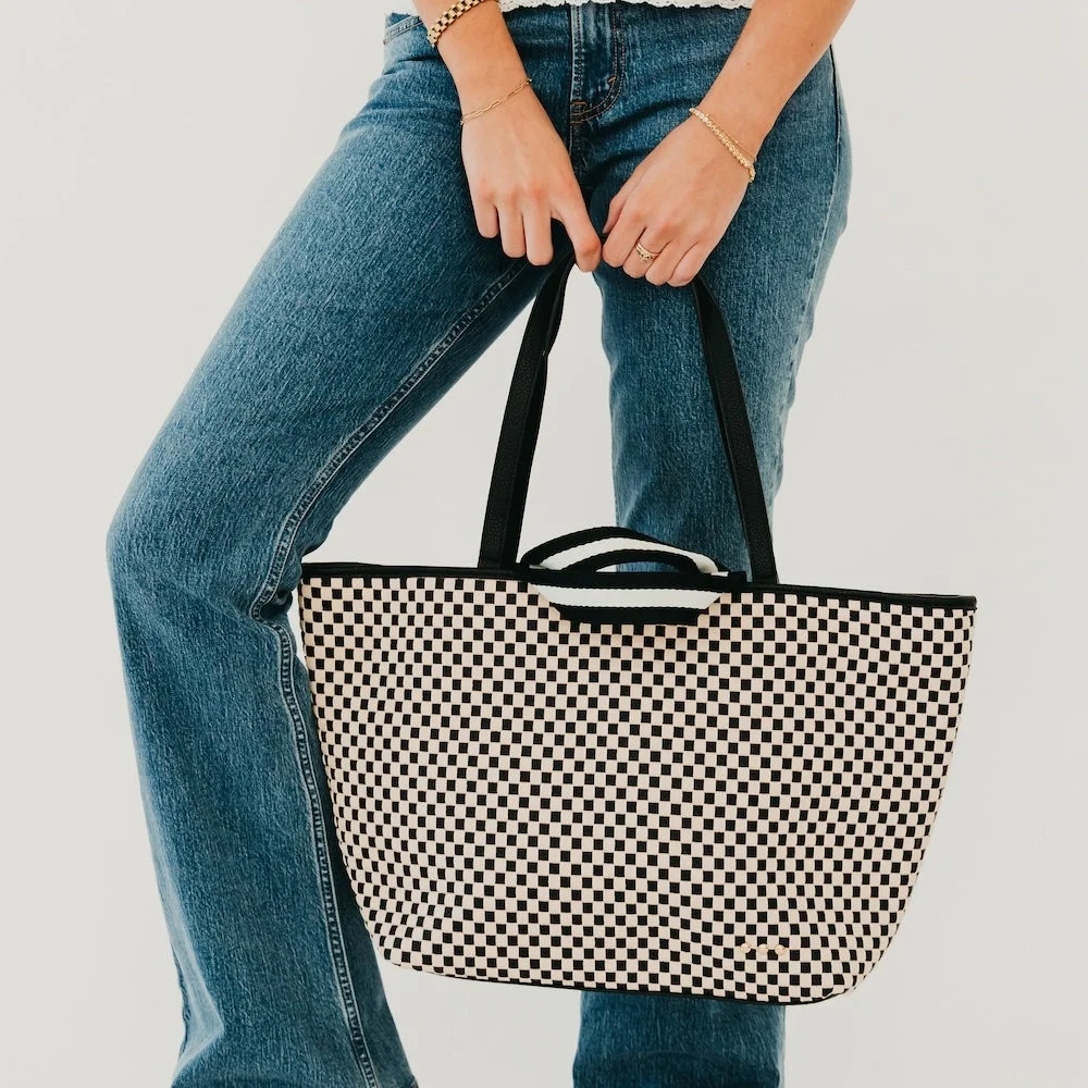 Tiffany Tote Bag - Black/White Check