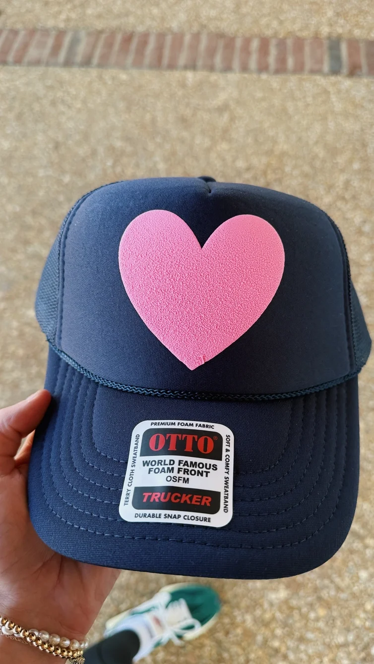 Happy Heart Hat - Navy + Pink