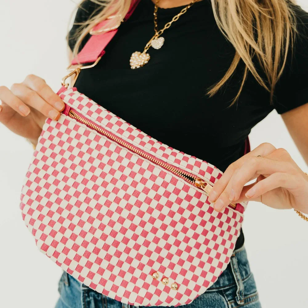 Westlyn Woven Bum Bag - Pink Check