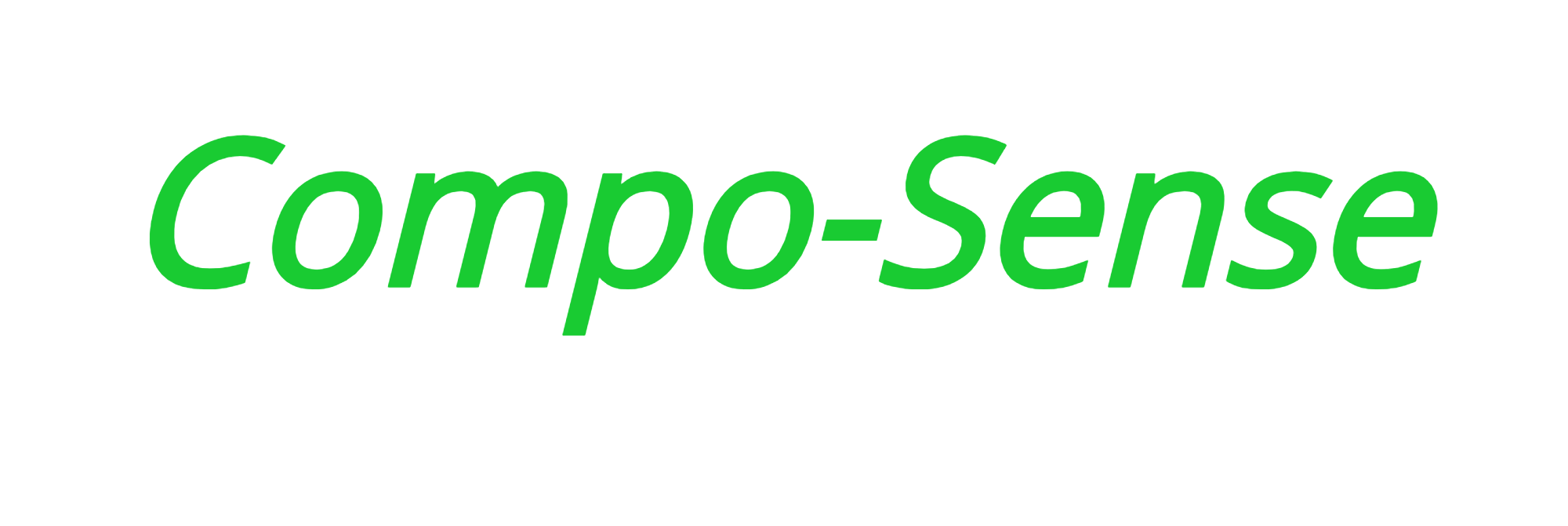 Text reads 'Compo-Sense' in green letters on a black background.