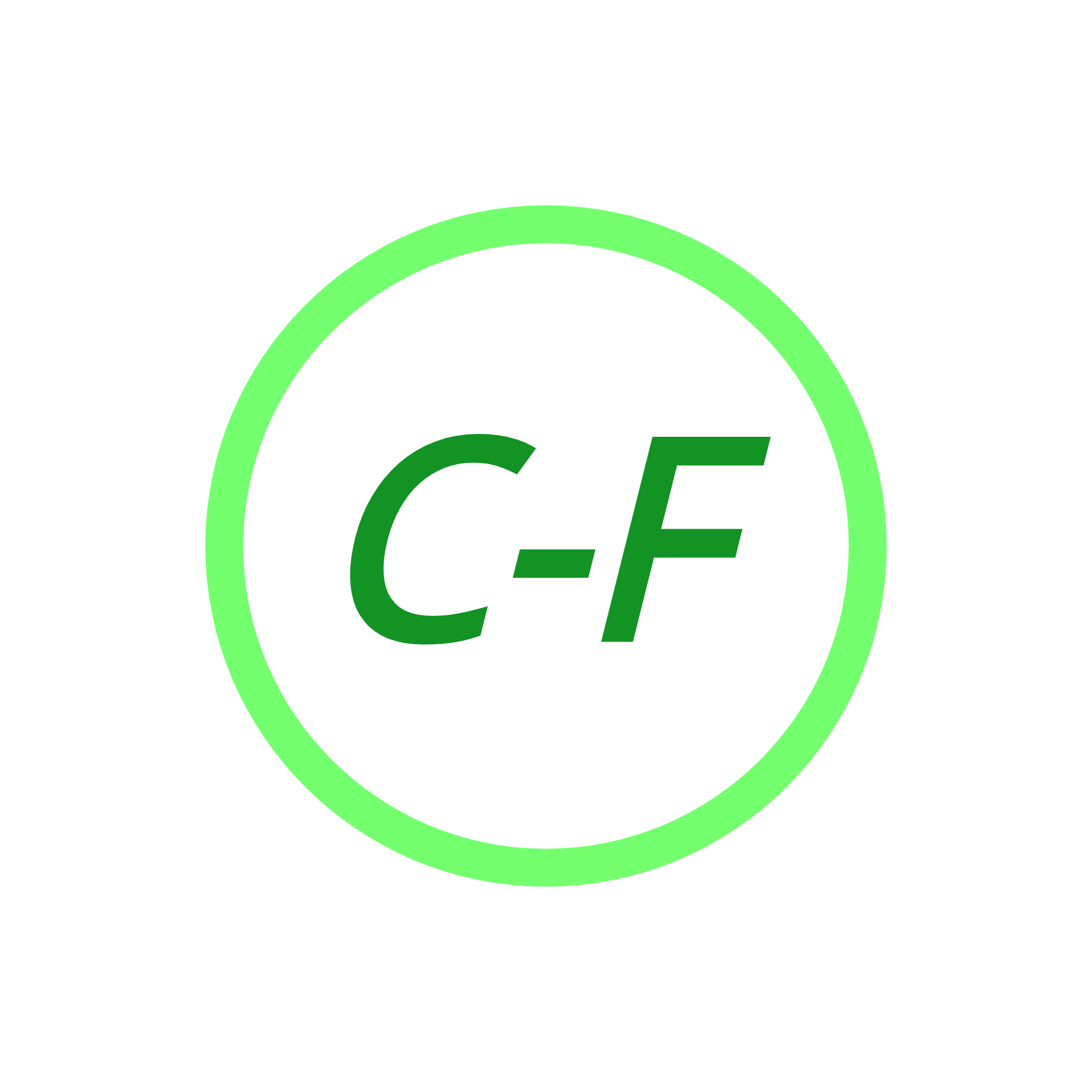 A neon green circular logo with the text 'C' in the center on a black background.