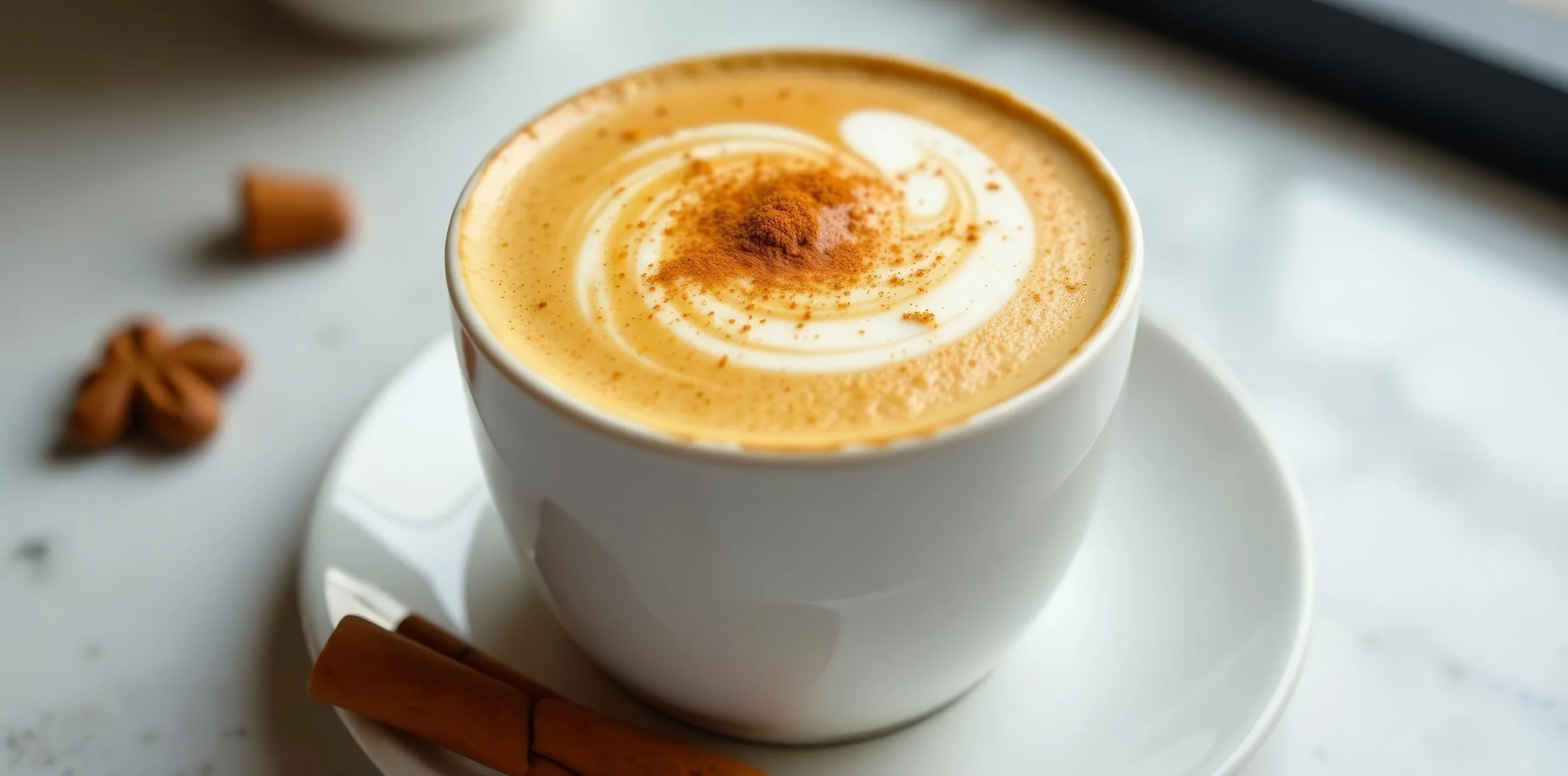 Vanilla latte in a coffee shop
