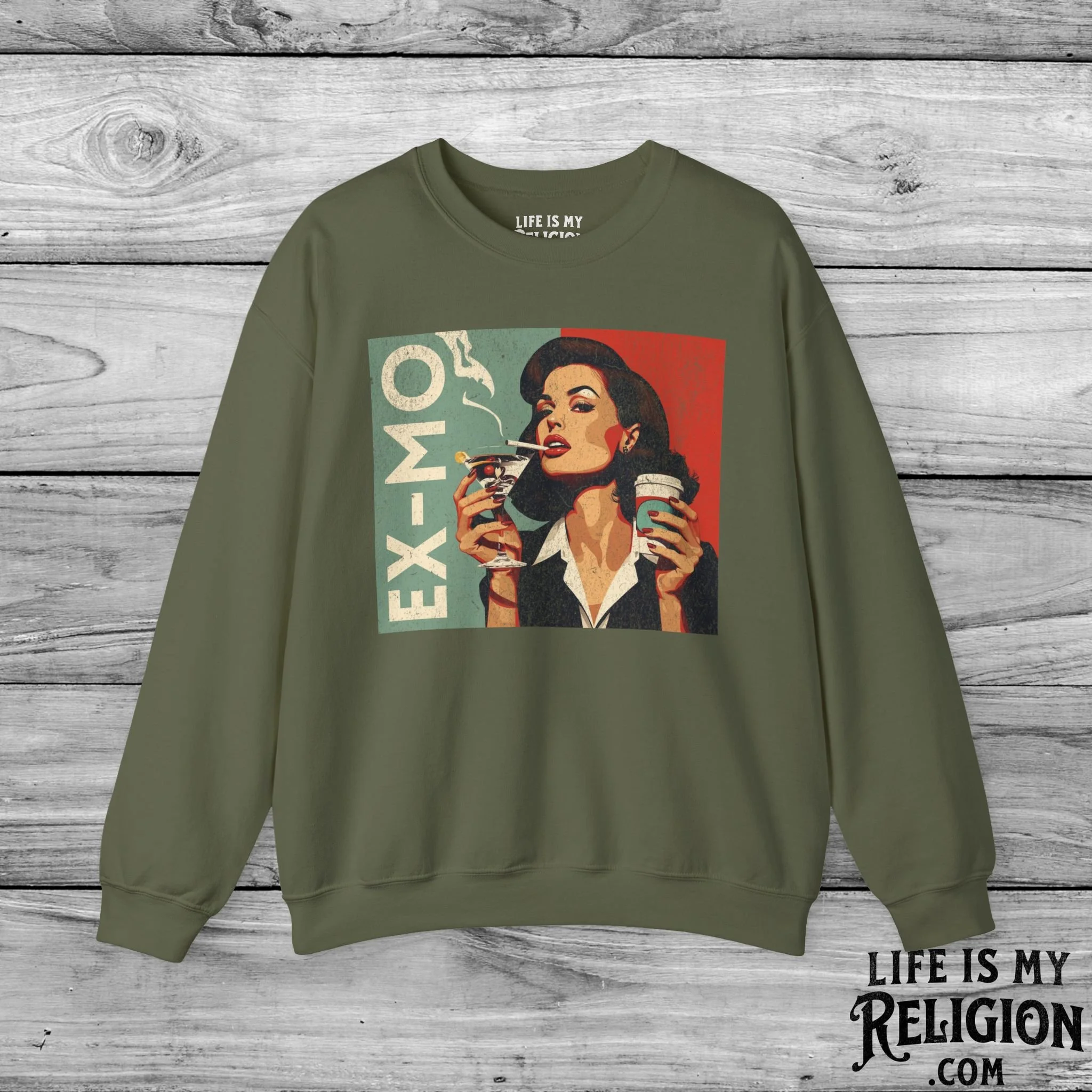 Ex-Mo Woman Enjoying One of Each (Landscape Design) - Crewneck Sweatshirt