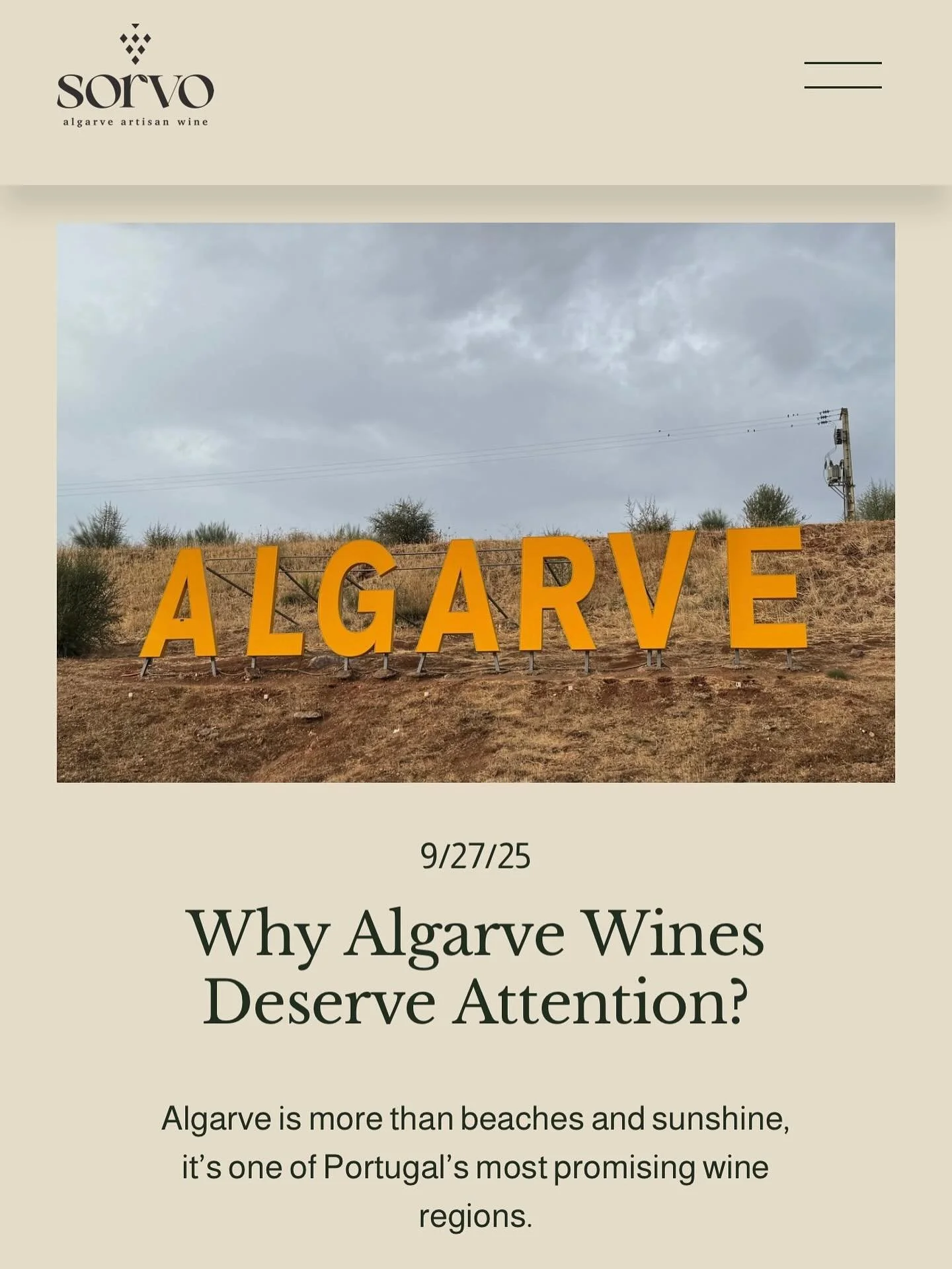 #winejournal 

The Algarve is more than beaches and sunshine, it&rsquo;s one of Portugal&rsquo;s most promising wine regions. 🍇✨

Discover its unique climate, diverse grapes, and why it deserves a place on every wine lover&rsquo;s map.

Read more in