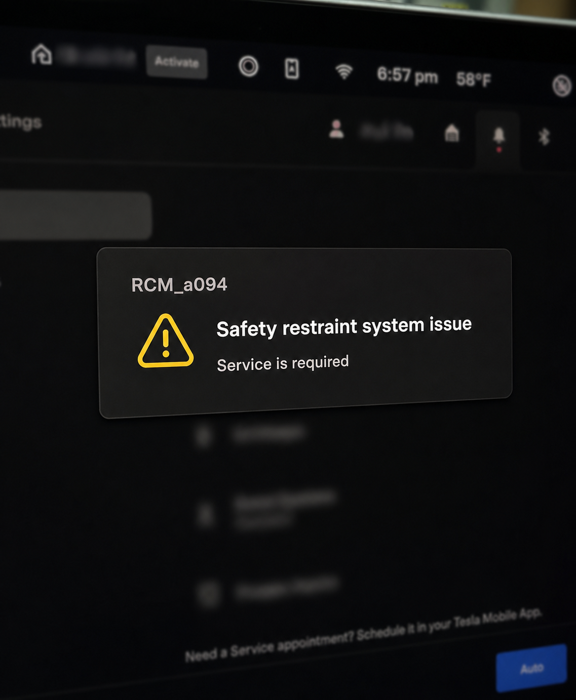 RCM_a094 safety Restraint System issue