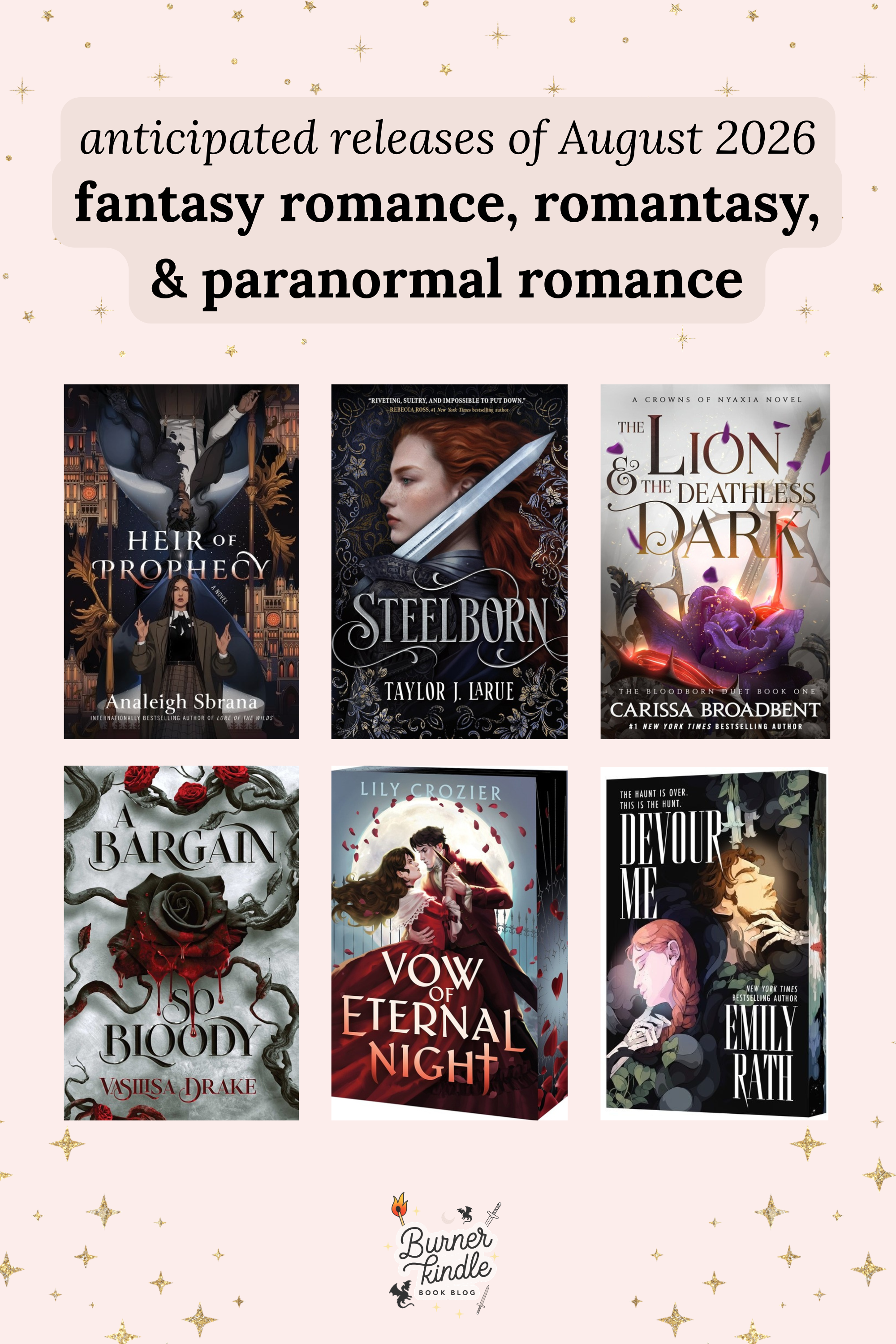 New Romantasy, Fantasy Romance, and Paranormal Romance Books - August 2026