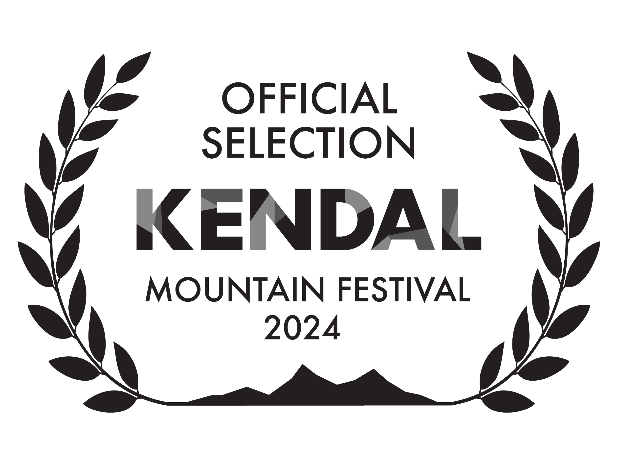 Official selection badge for the Kendrick Mountain Festival 2024, featuring laurel branches and mountain silhouette.