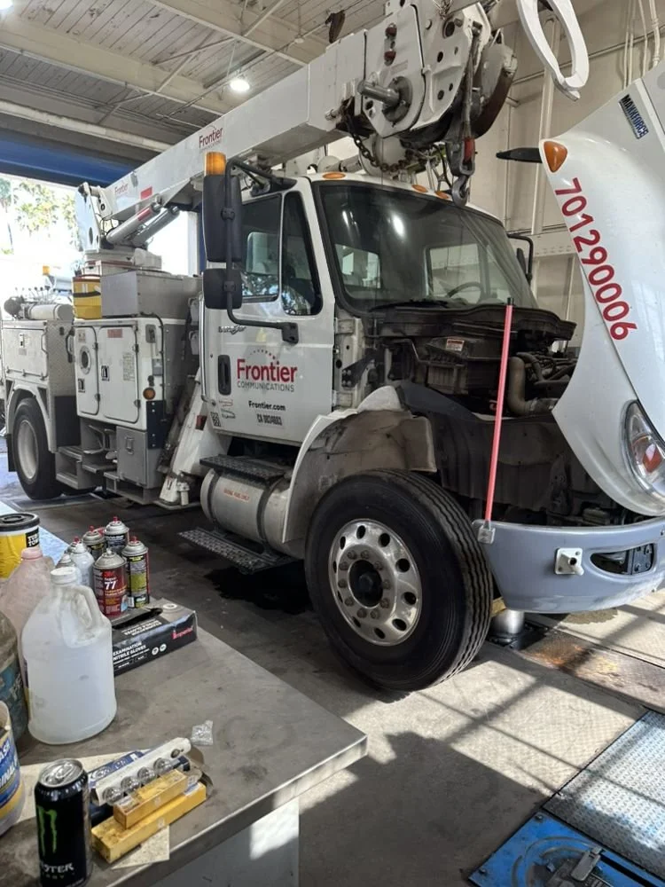 Working on a diesel truck