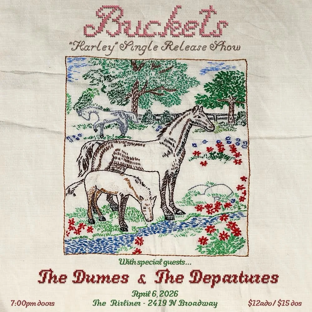 THE DEPARTURES
AT THE AIRLINER 🛩️

Ecstatic to be playing with legends @bucketsband 🪣 (returning from tour &amp; releasing a single!!) 💿 and reuniting with our friends @thedumes_ ❤️

A can&rsquo;t-miss night of music! 
🎟️ Tickets available on our