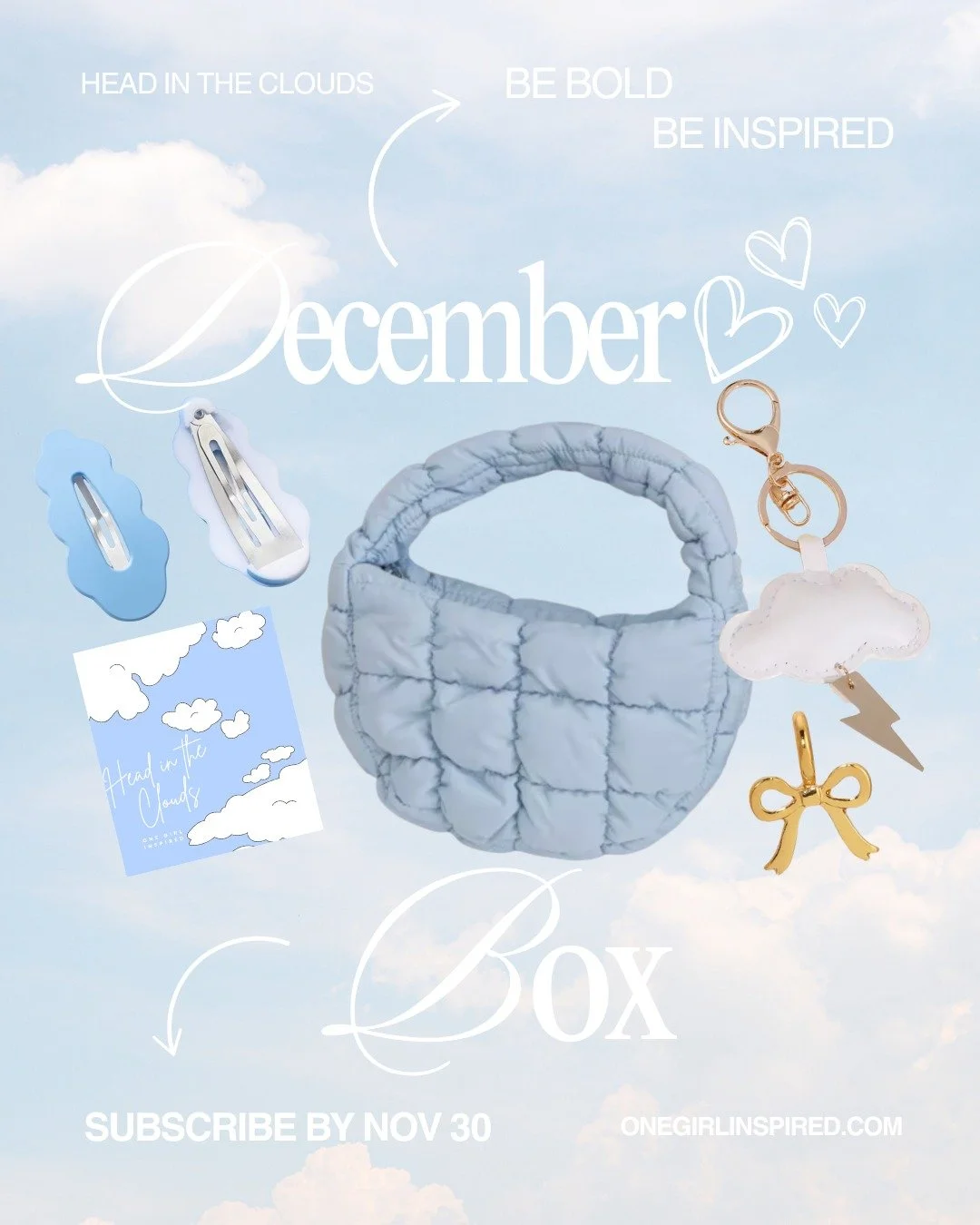 ☁️ December Box Reveal: Head in the Clouds

This month, we&rsquo;re dreaming big and embracing our imagination! The Head in the Clouds box is all about finding beauty in daydreams, creativity, and calm moments that remind us it&rsquo;s okay to float 