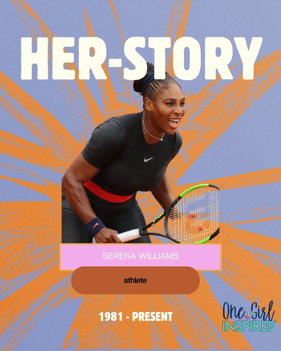 HER-story Tuesdays: Serena Williams, 1981 - Present
American tennis player. 

Serena has been one of the most important tennis players of her era. She has gone on to be named world No. 1 on eight occasions and also winning 39 Grand Slam titles in sin