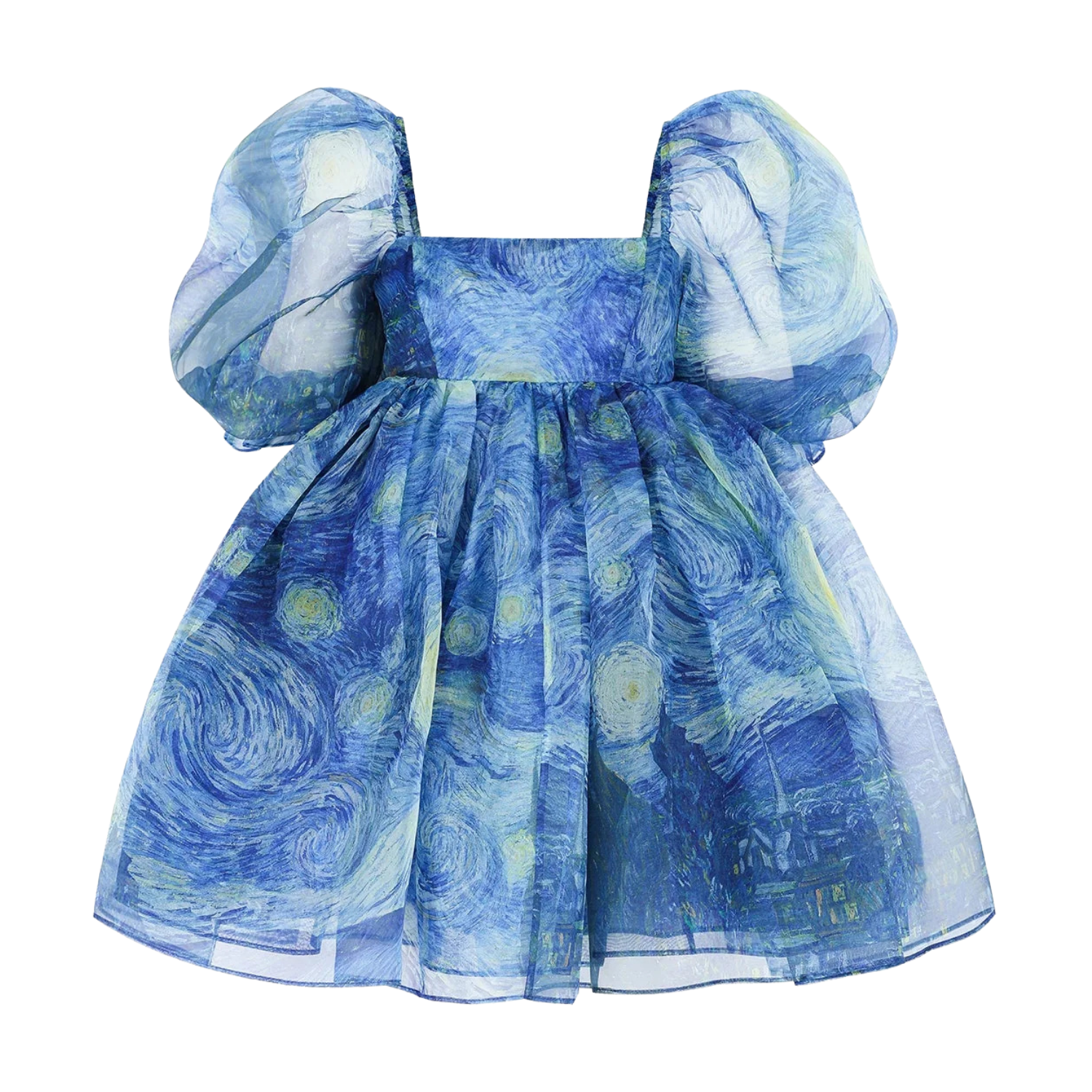 Selkie The Starry Night Silk Puff Dress