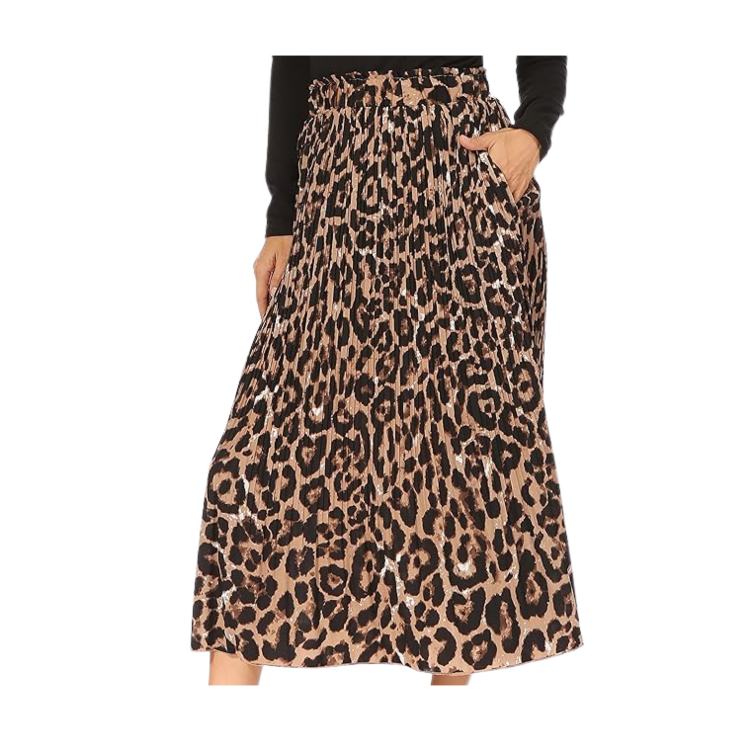 Amazon Leopard Pleated Midi Skirt 