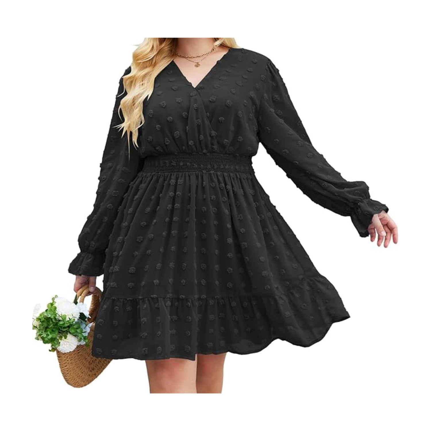 Amazon V Neck Chiffon Smocked Short Dress 