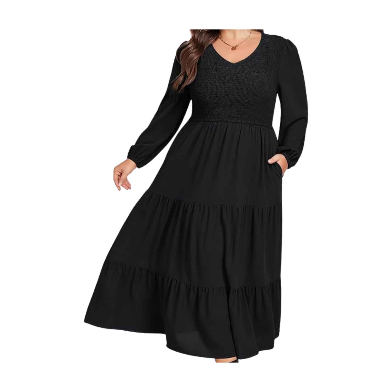Amazon Long Sleeve V Neck Maxi Dress 
