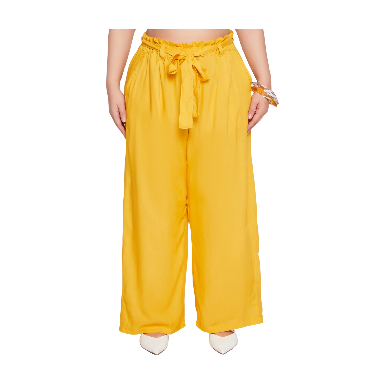 Rainbow Paper Bag Waist Belted Pants 