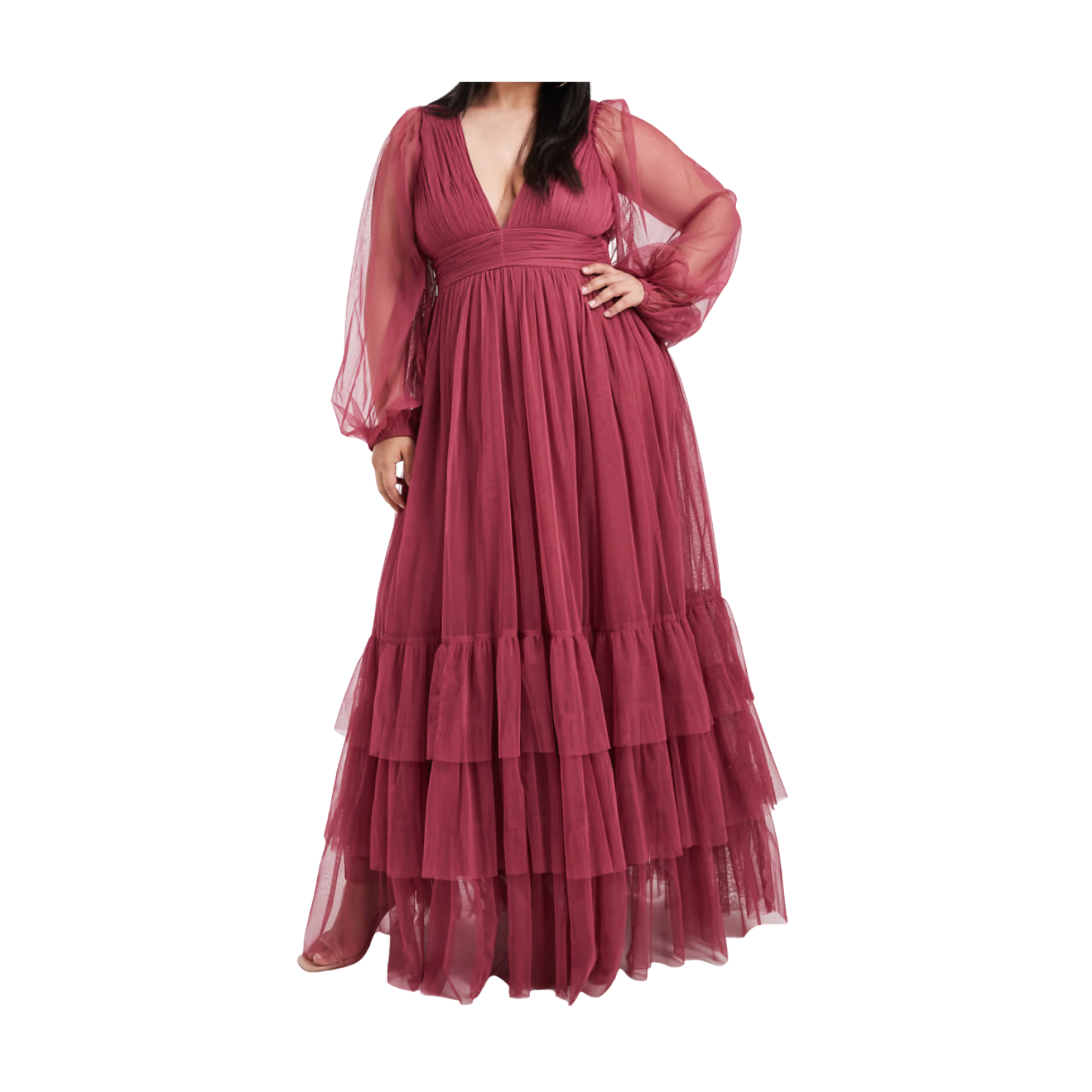 Asos Madison Long Sleeve Maxi Dress in Orchid