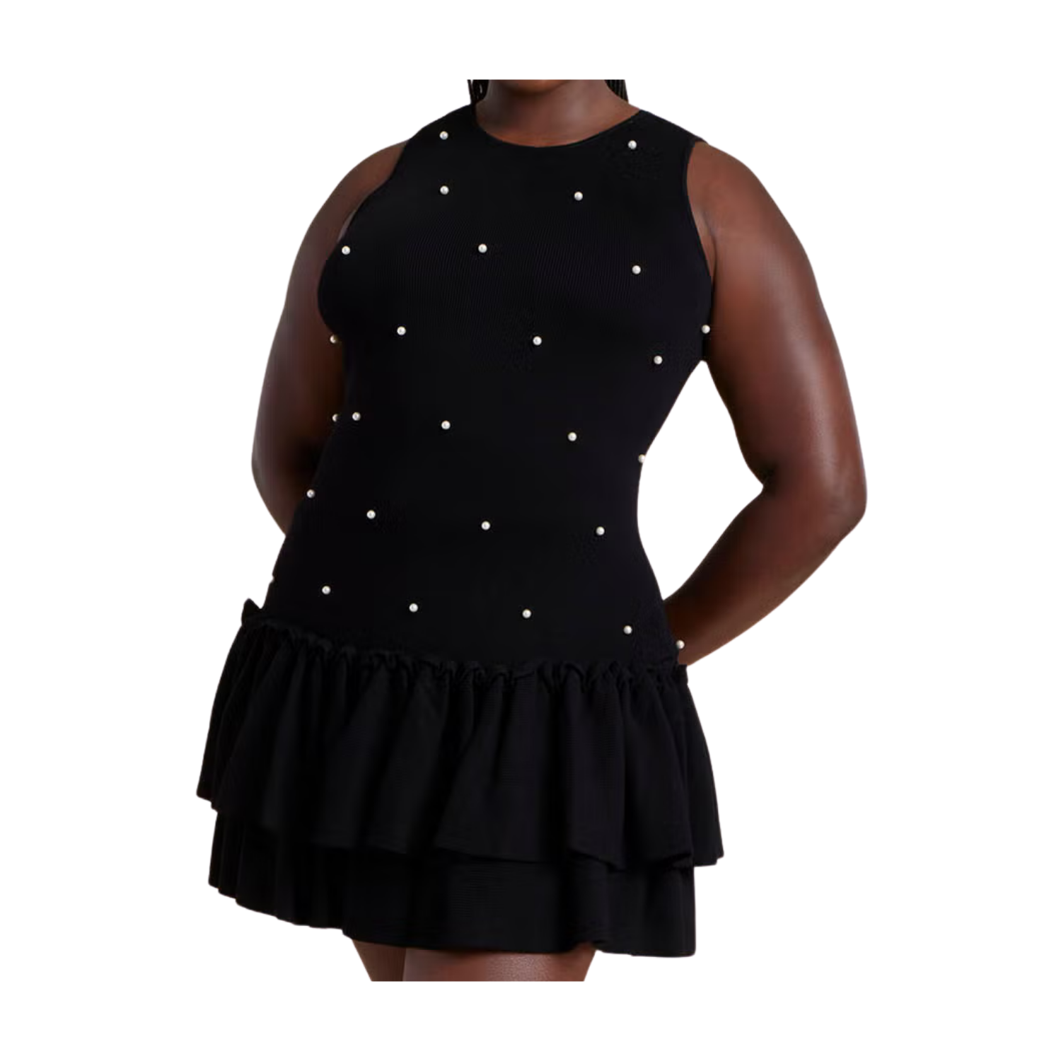 Eloquii Embellished Sleeveless Mini Sweater Dress