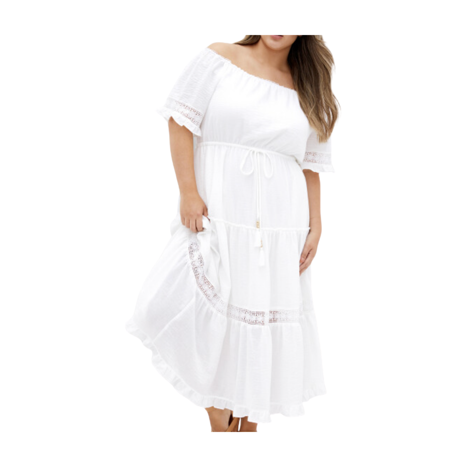City Chic Angel Midi Dress in Ivory