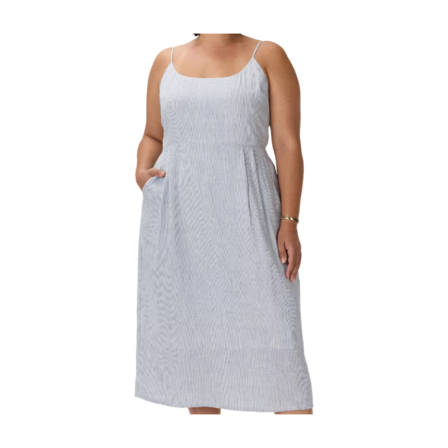 Quince 100% European Linen Scoop Neck Midi Dress