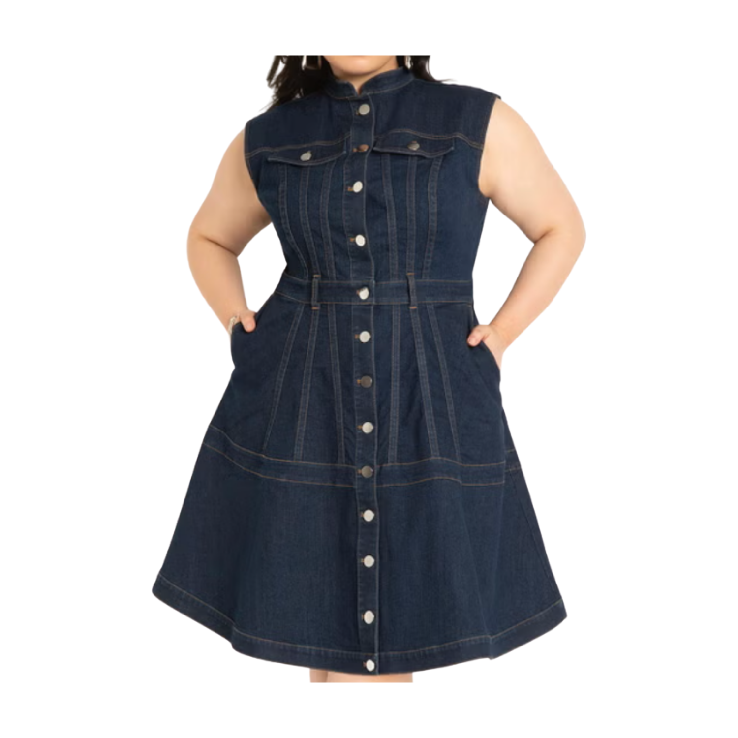 Eloquii Fit &amp; Flare Denim Dress