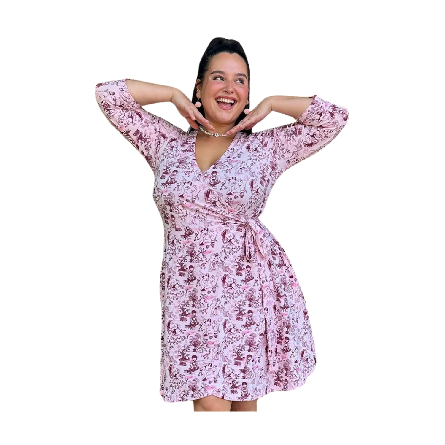 Snag Tights Mini Wrap Dress in L'Amour Rose