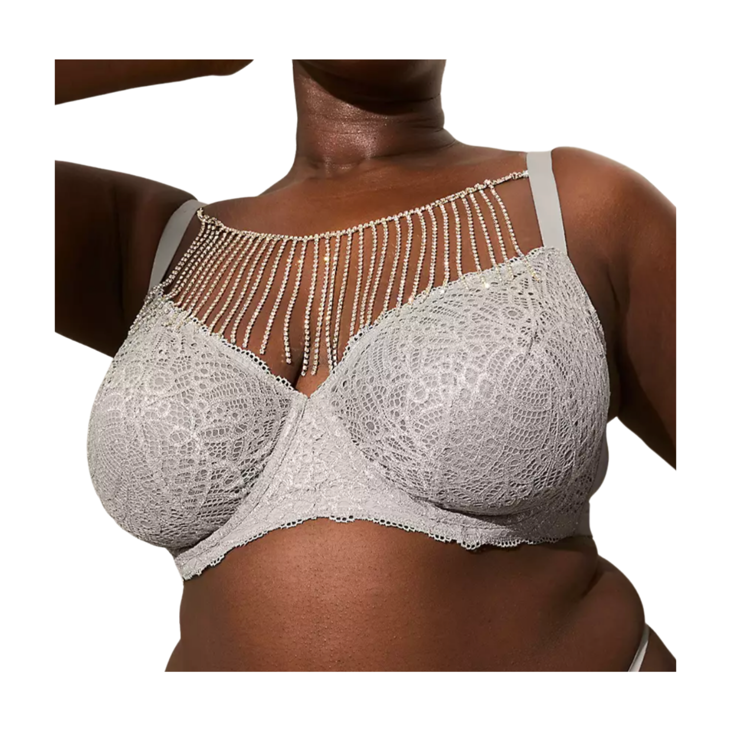 Cacique Bejeweled Metallic Lace Unlined Balconette Bra