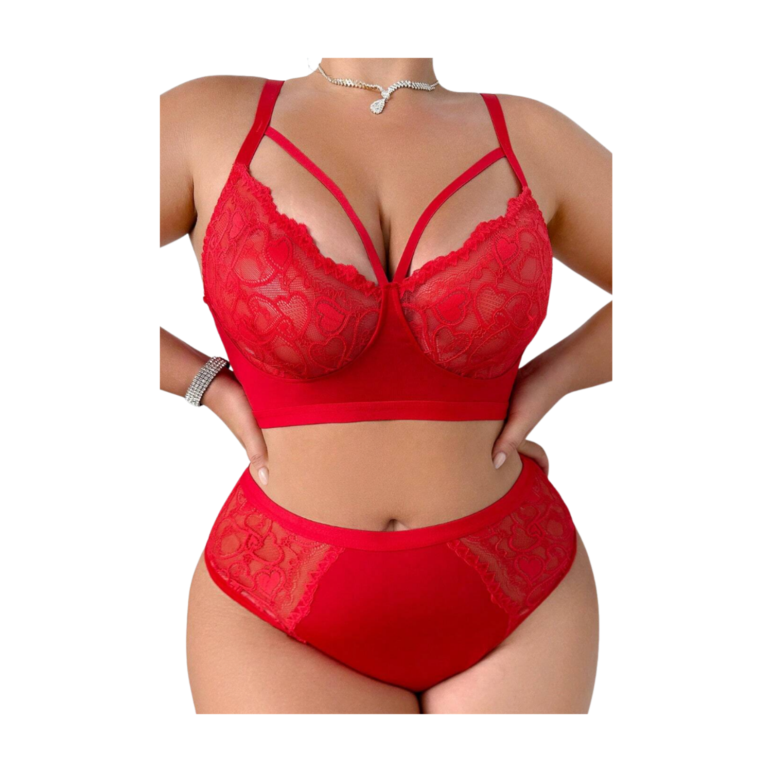 Shein Lace Hollow Out Wireless Bra And Panties Set