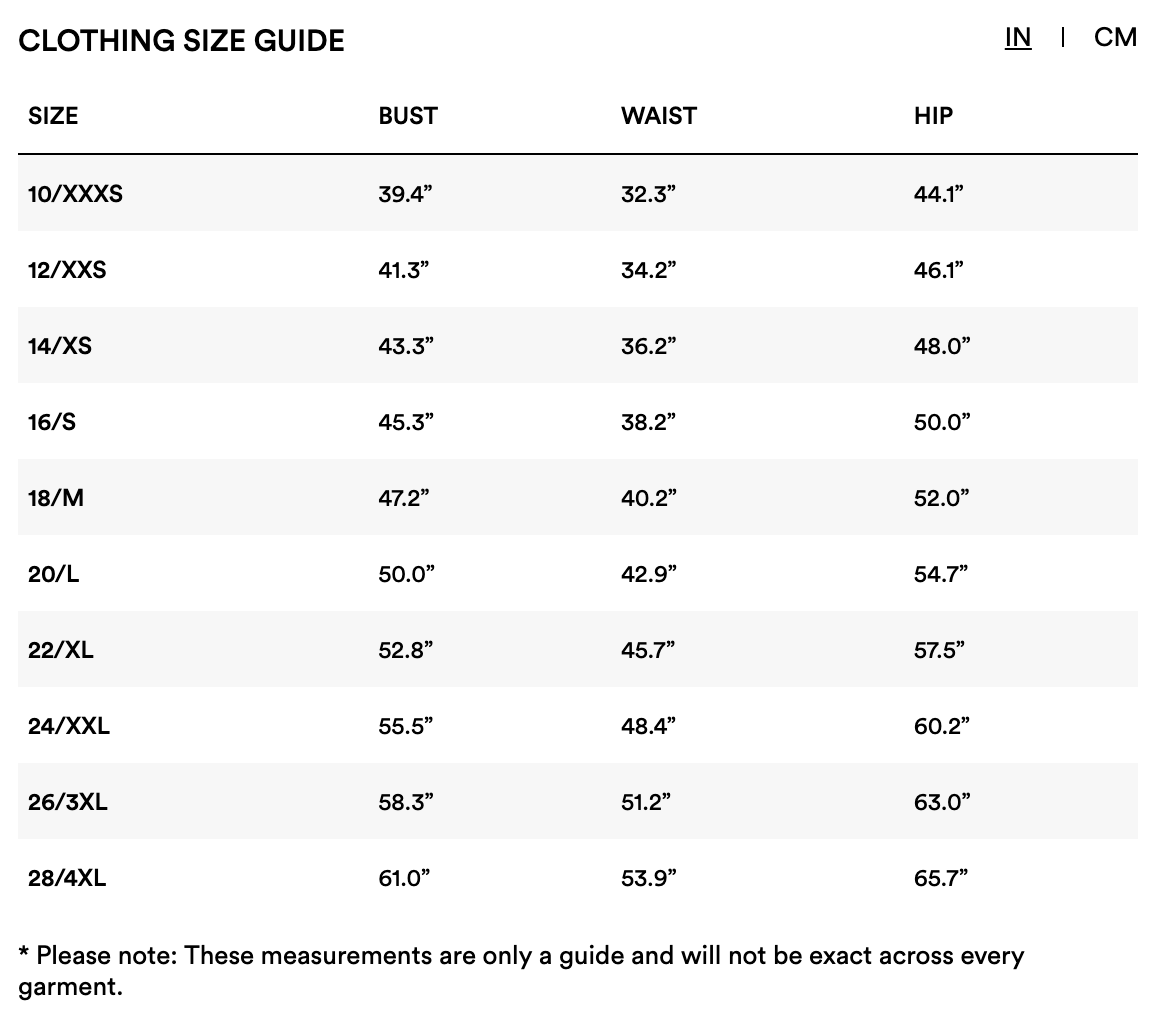 City Chic Size Chart