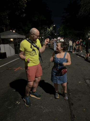 Summer 2025 — Always boogying and making each other laugh! Block party in Brooklyn.