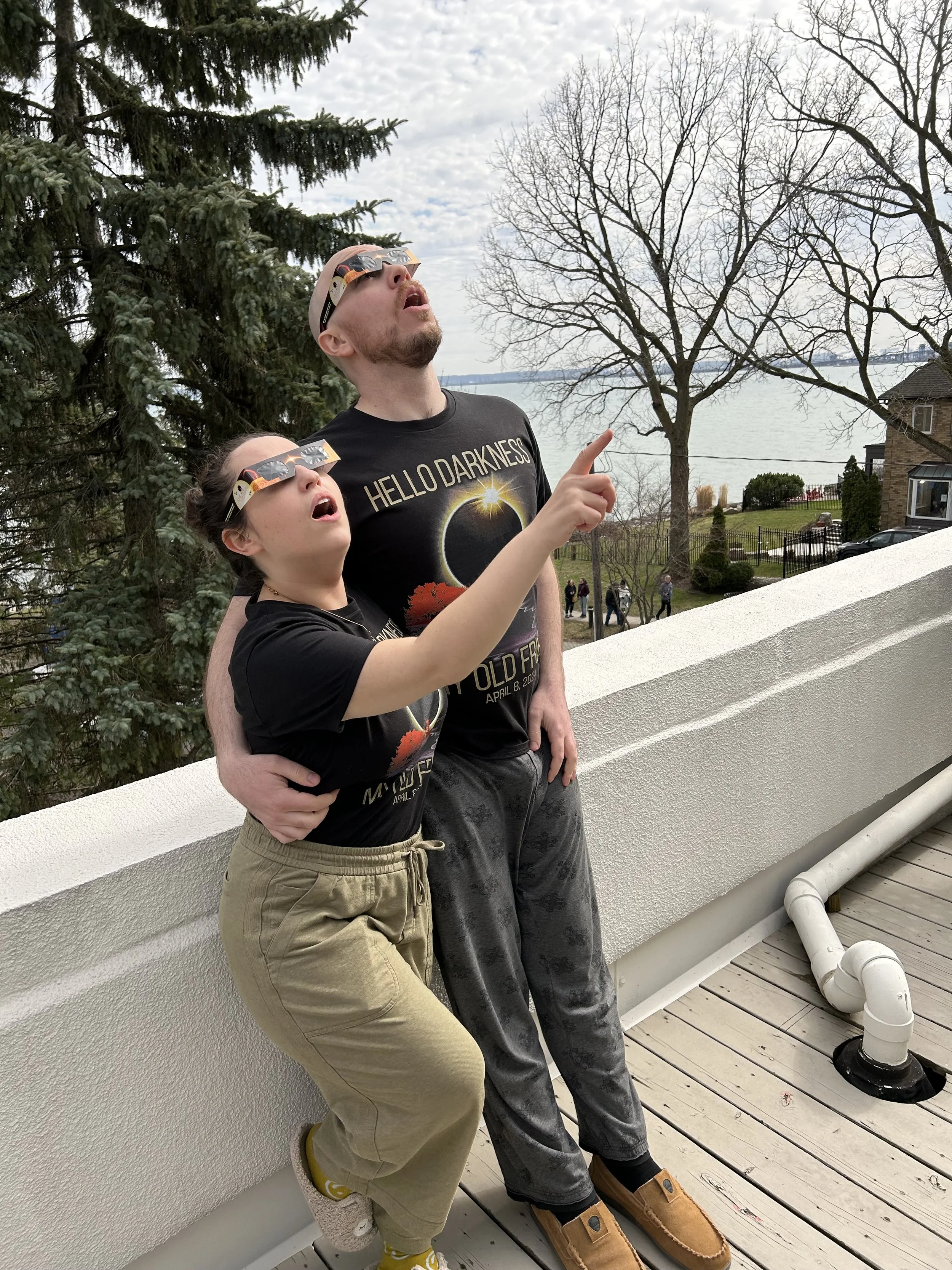 Watching the solar eclipse in Toronto, Canada. Minds = blown