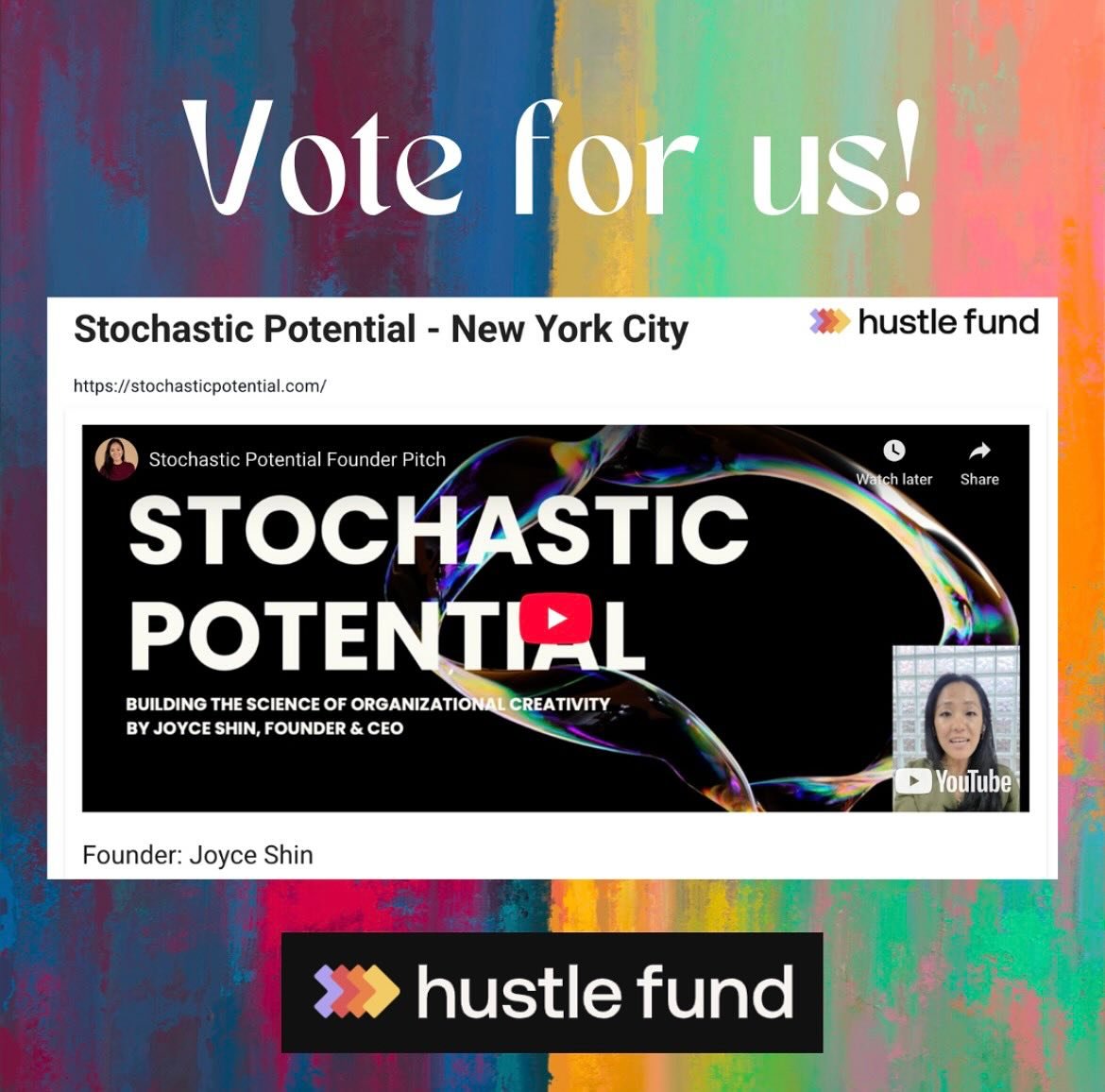 From New York City to the world ​🌎​ &mdash; we&rsquo;re reimagining what creativity looks like inside organizations.
​​
​​Watch our pitch ​🎬​, drop a vote ​✅​, and help us shape the next chapter of innovation.
​​https://primetime.founderslive.com/p