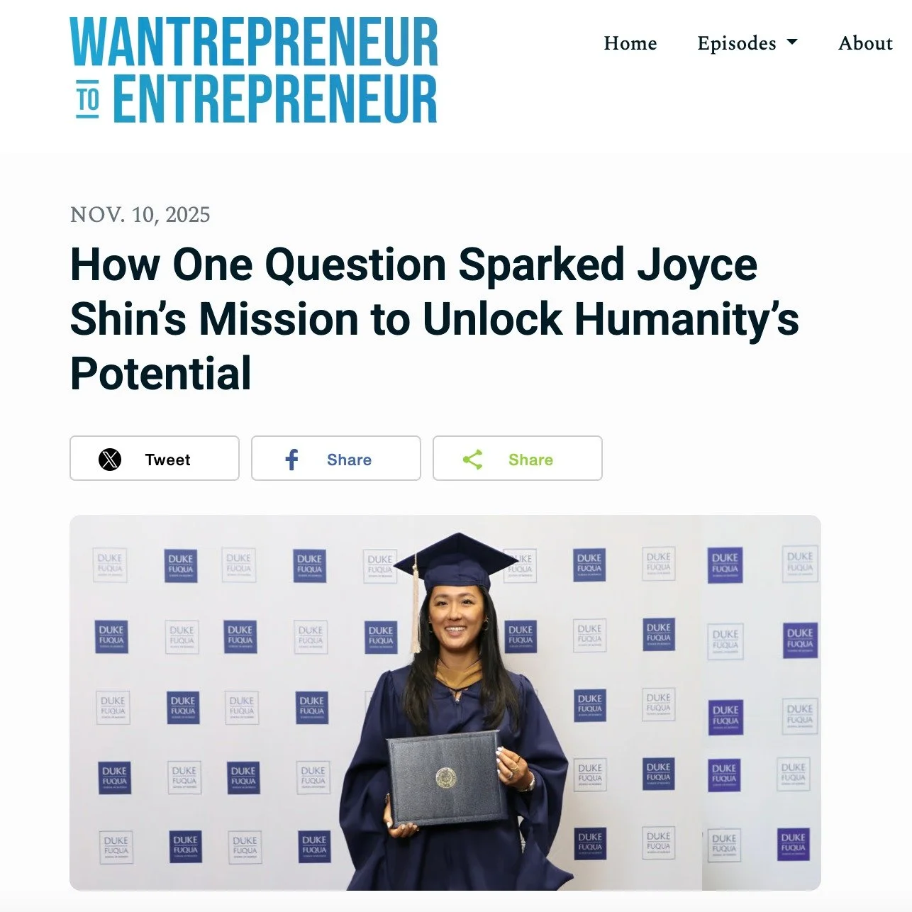 Check out our article from @wantrepreneur_to_entrepreneur! 

Pod dropping soon! 

https://www.thewantrepreneurshow.com/blog/how-one-question-sparked-joyce-shins-mission-to-unlock-humanitys-potential/