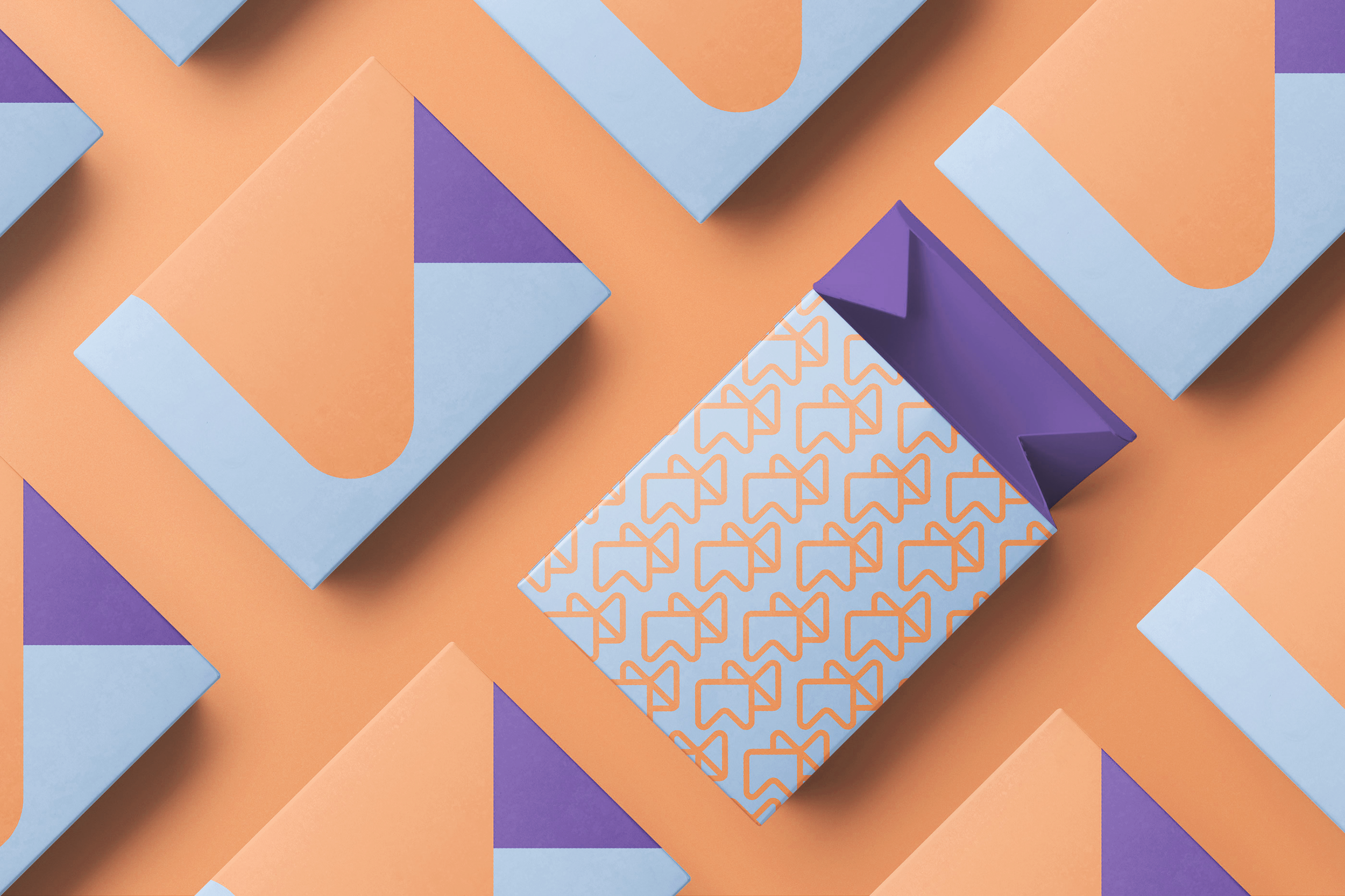 Momentts verpakkingsontwerp met opvallend kleurgebruik en grafisch patroon | Branding in 3D-presentatie