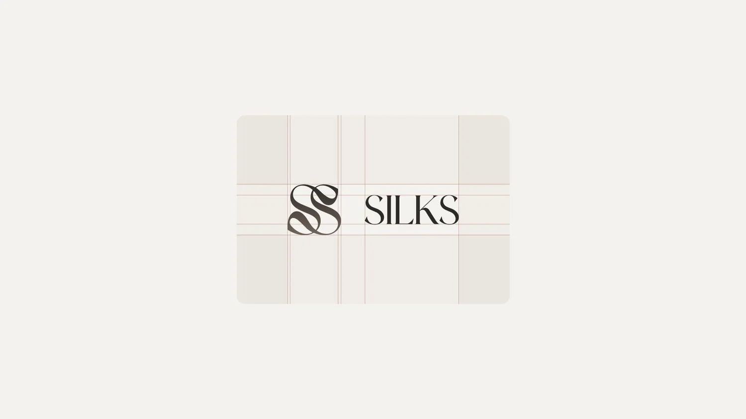 Minimalistisch Silks logo op licht raster met beige tinten | Rustige merkidentiteit