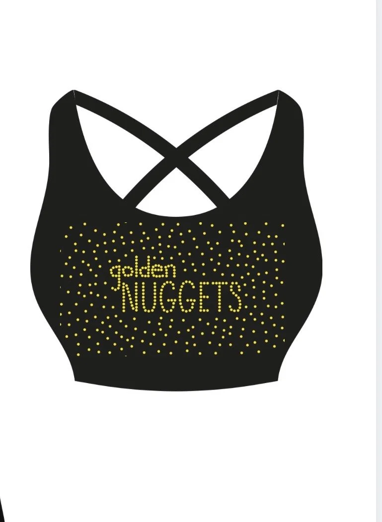 Golden Nuggets  Rhinestone Team Sports bra