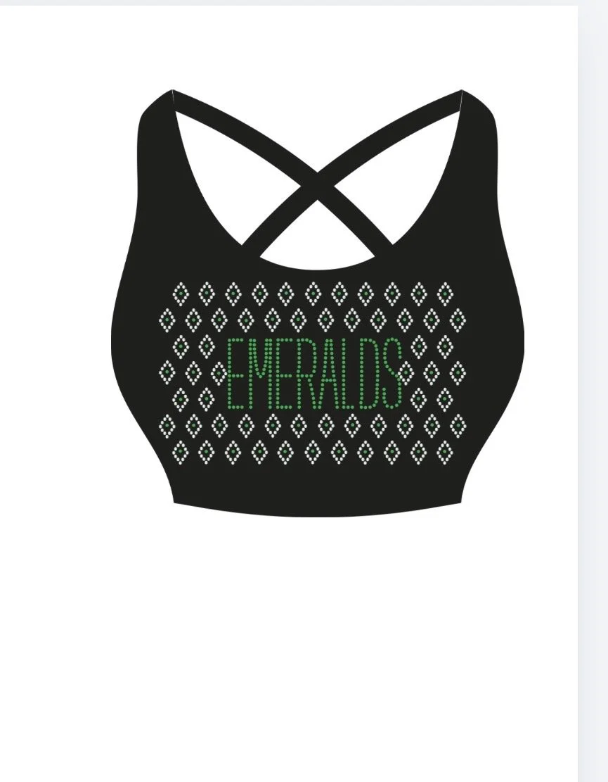 Emeralds Rhinestone Team Sports bra
