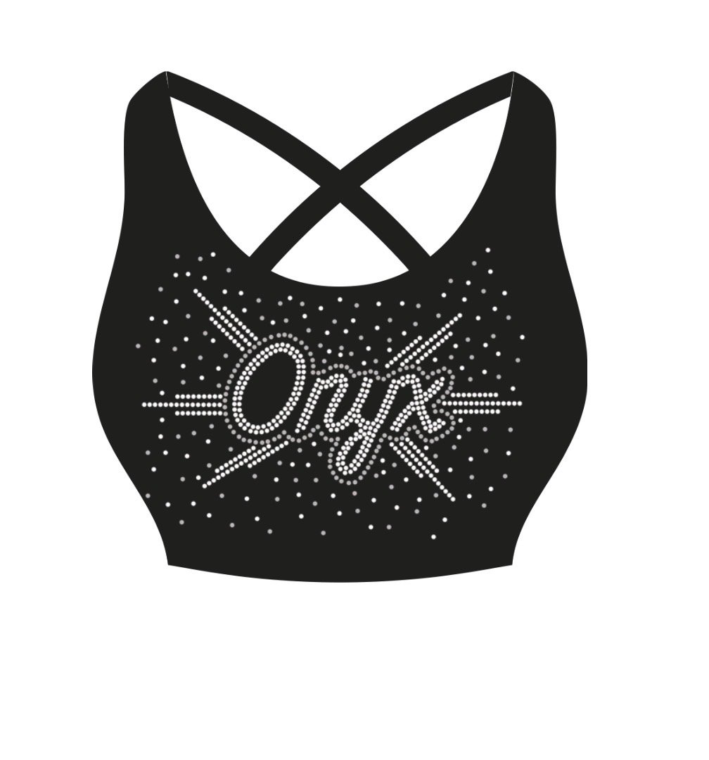 Onyx Rhinestone Team Sports bra