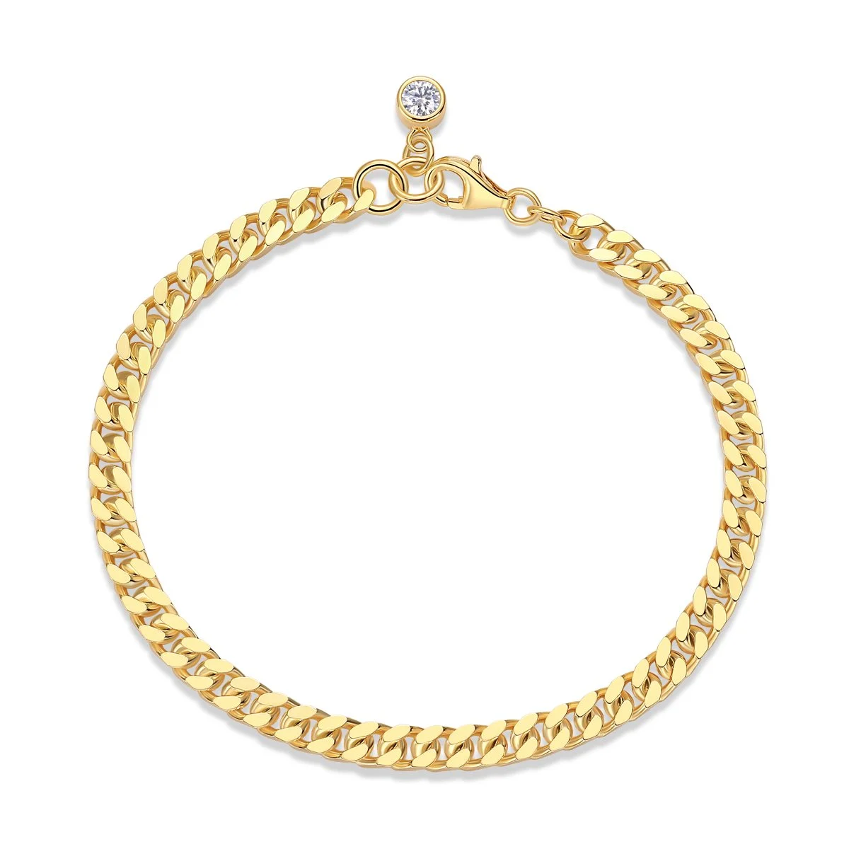 💎 Bold Curb Chain Bracelet with Brilliant Solitaire Accent