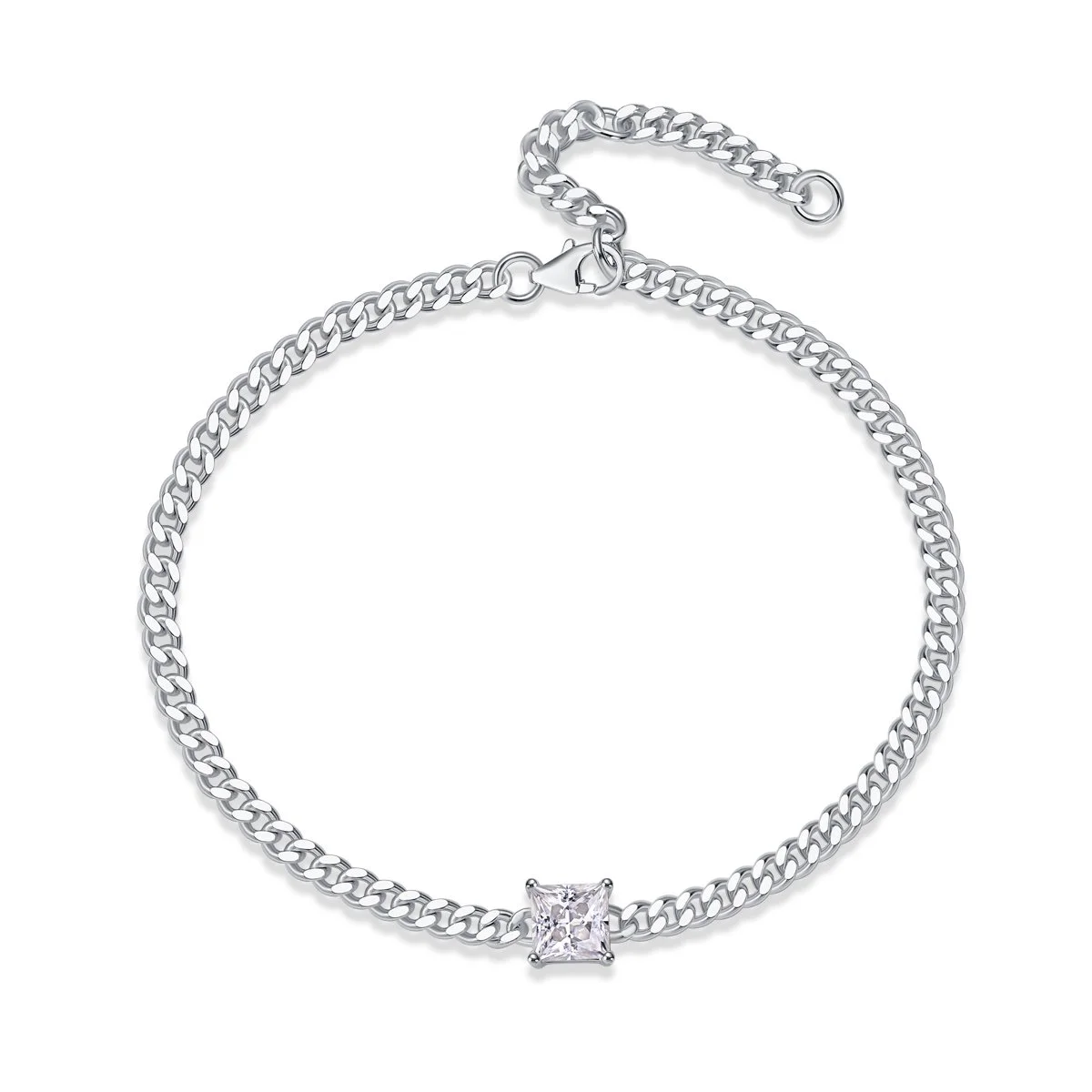 💎 Princess Solitaire Curb Bracelet