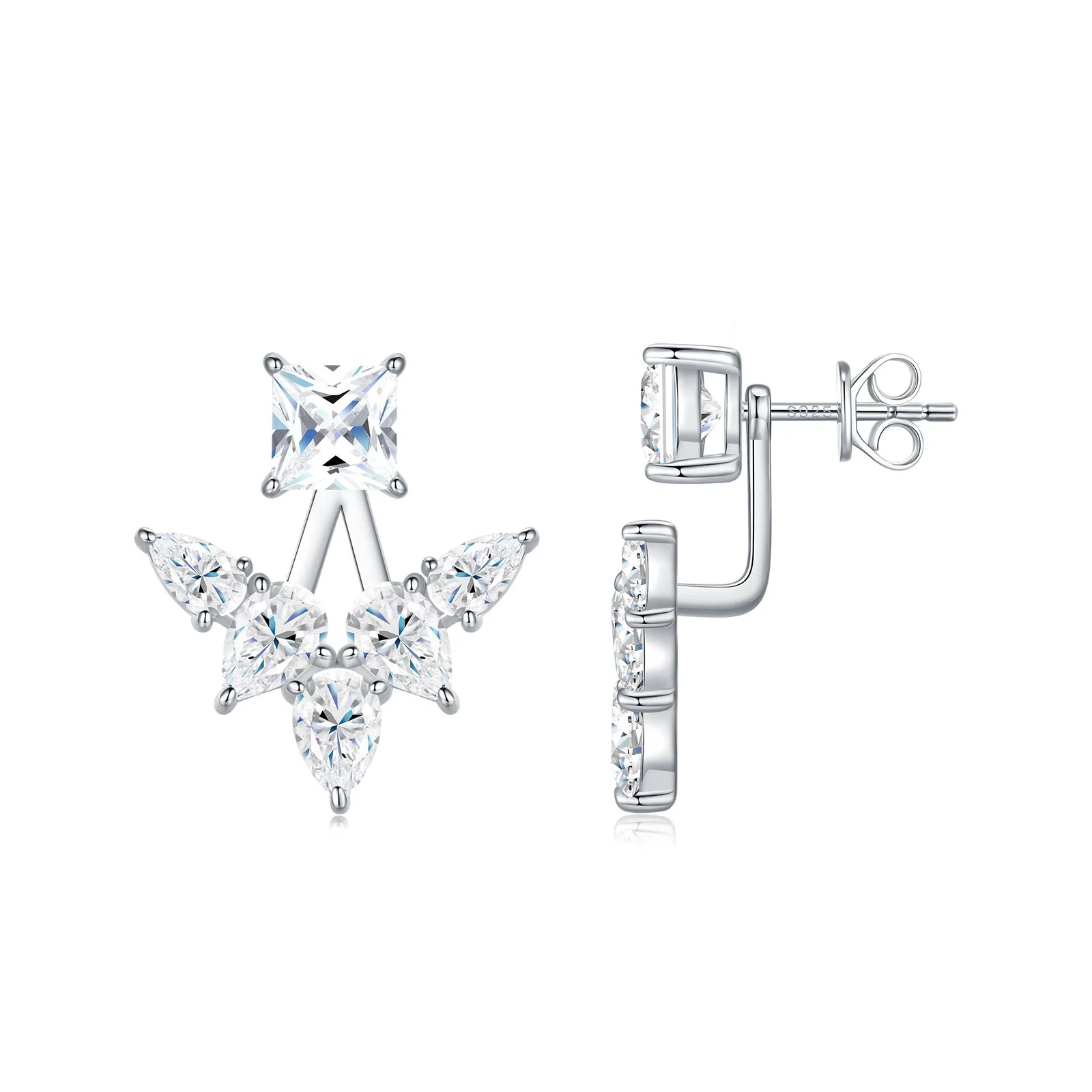 💎 Princess & Pear Ear Jacket Earrings