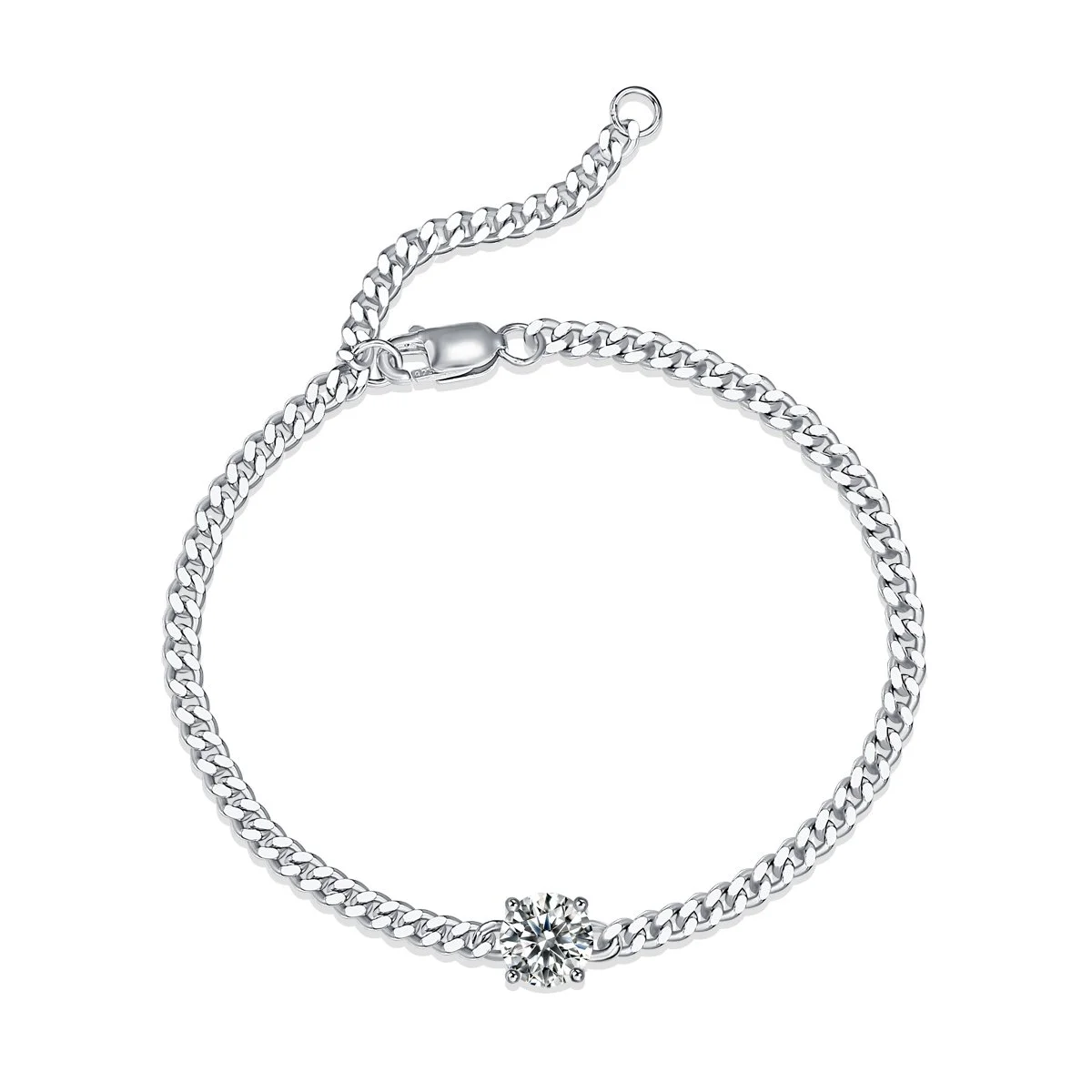 💎 Solitaire Curb Chain Bracelet