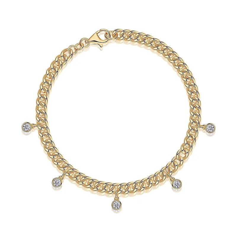 💎 5-Stone Bezel Drop Curb Bracelet